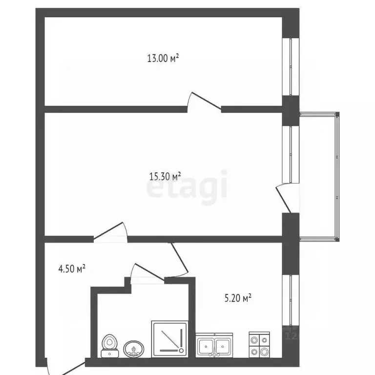 2-к кв. Москва ул. Стромынка, 14к2 (44.2 м) - Фото 1