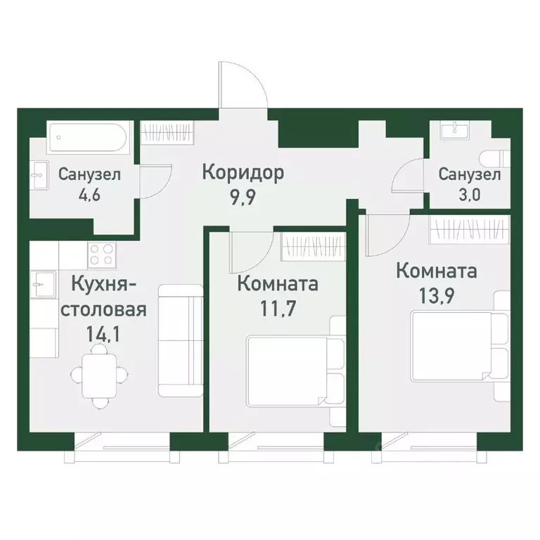 2-к кв. Челябинская область, Челябинский городской округ, пос. ... - Фото 0