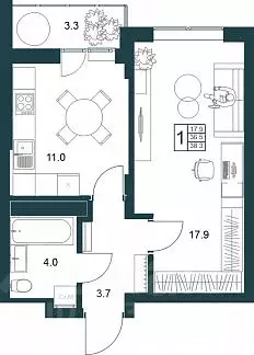 1-к кв. Липецкая область, Липецк Минская ул., 6Б (38.3 м) - Фото 1