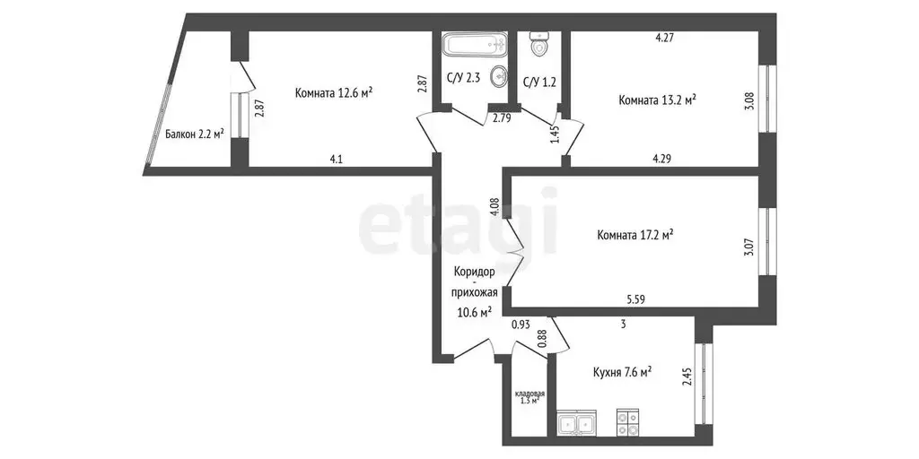 3-комнатная квартира: Тольятти, Юбилейная улица, 27 (64.7 м) - Фото 1