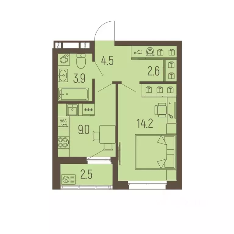 1-к кв. Пермский край, Пермь Подлесная ул., 55А (35.5 м) - Фото 0