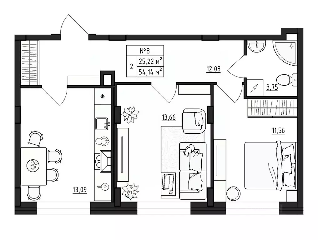 2-к кв. Ленинградская область, Гатчинский муниципальный округ, д. ... - Фото 1