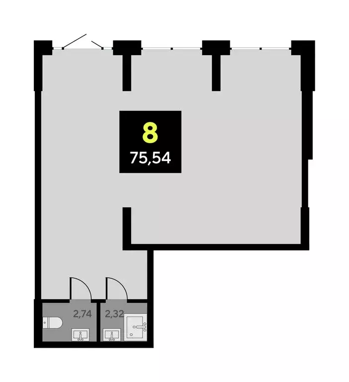 Помещение свободного назначения (75.54 м) - Фото 1