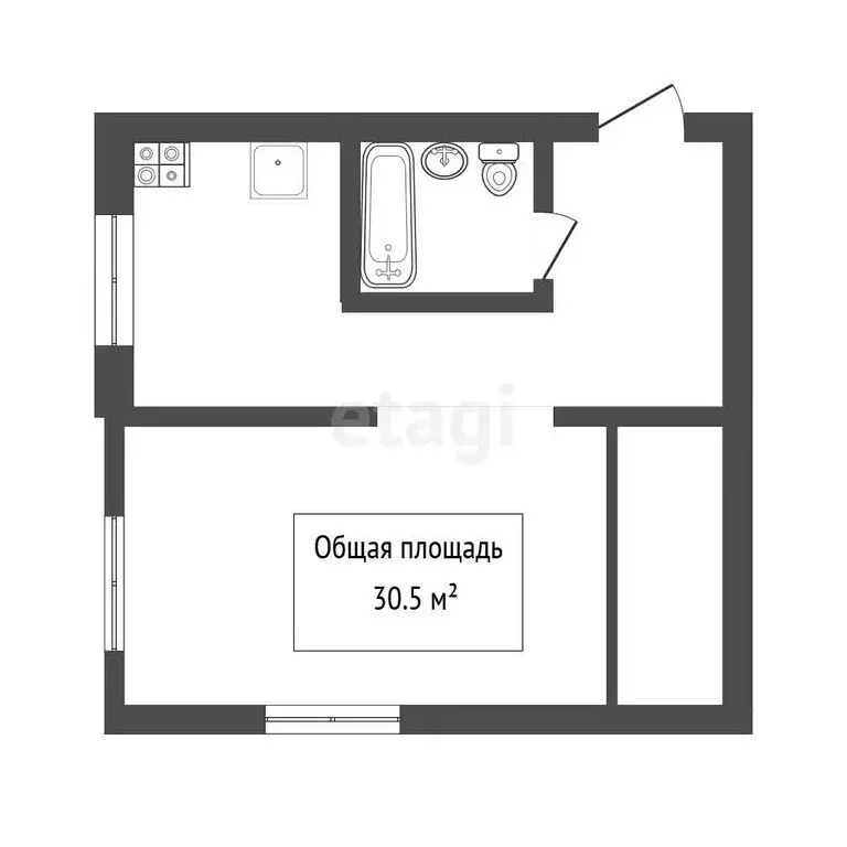 1-комнатная квартира: Томск, Тверская улица, 106 (30 м) - Фото 1