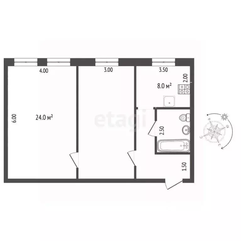 2-к кв. Крым, Феодосия бул. Адмиральский, 12 (48.0 м) - Фото 2