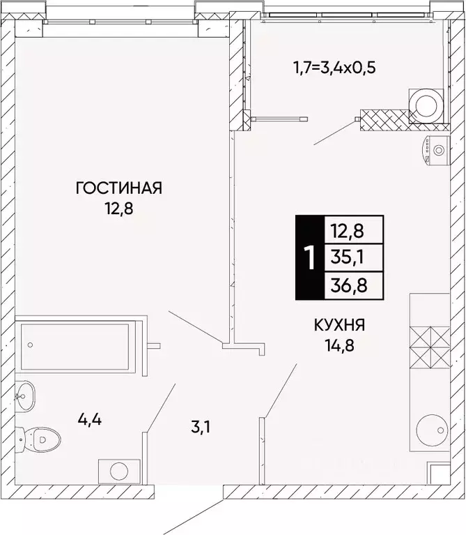 1-к кв. Ростовская область, Ростов-на-Дону Левобережье жилой комплекс ... - Фото 0