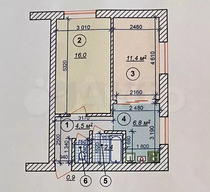 2-к. квартира, 42 м, 1/2 эт. - Фото 0