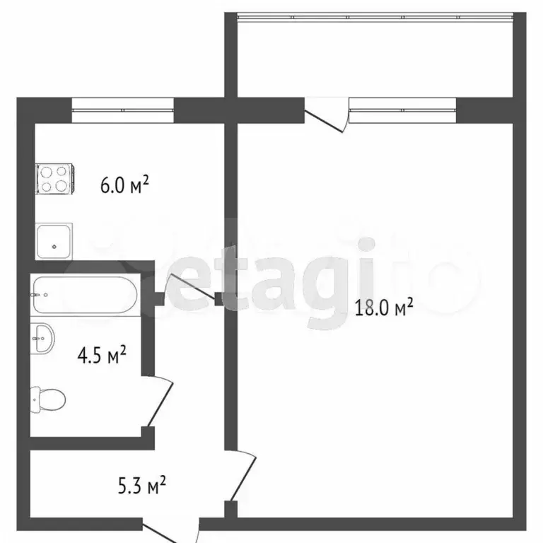 1-к. квартира, 32 м, 5/5 эт. - Фото 0