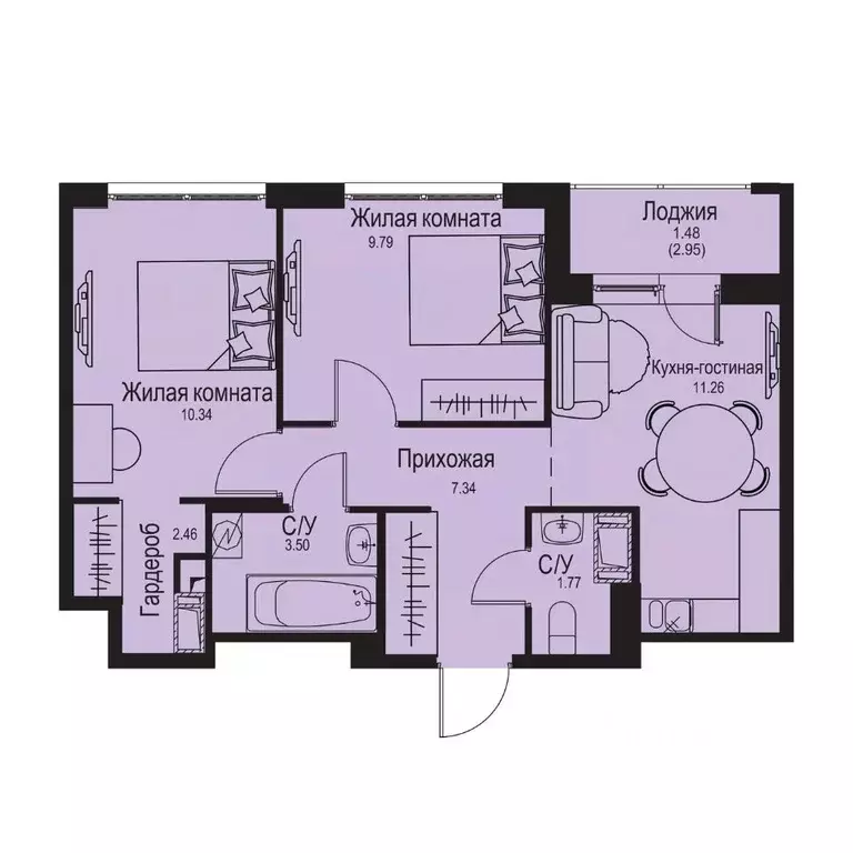 2-к кв. Ленинградская область, Всеволожский район, Заневское городское ... - Фото 1