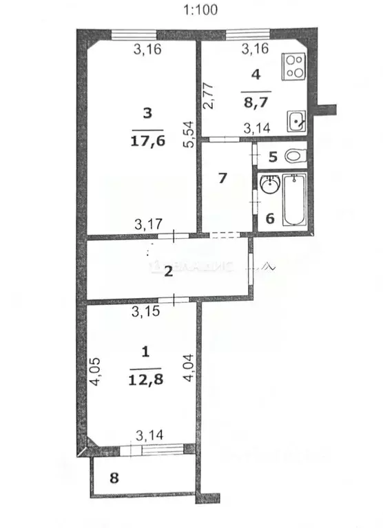 2-к кв. Белгородская область, Белгород ул. Челюскинцев, 58бк3 (54.4 м) - Фото 2