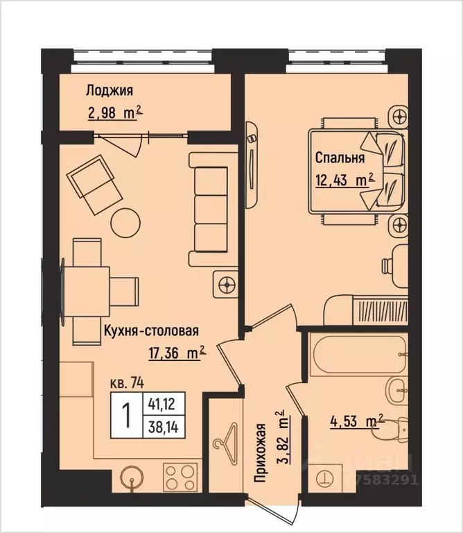 1-к кв. Нижегородская область, Нижний Новгород Литературная ул., 5 ... - Фото 1