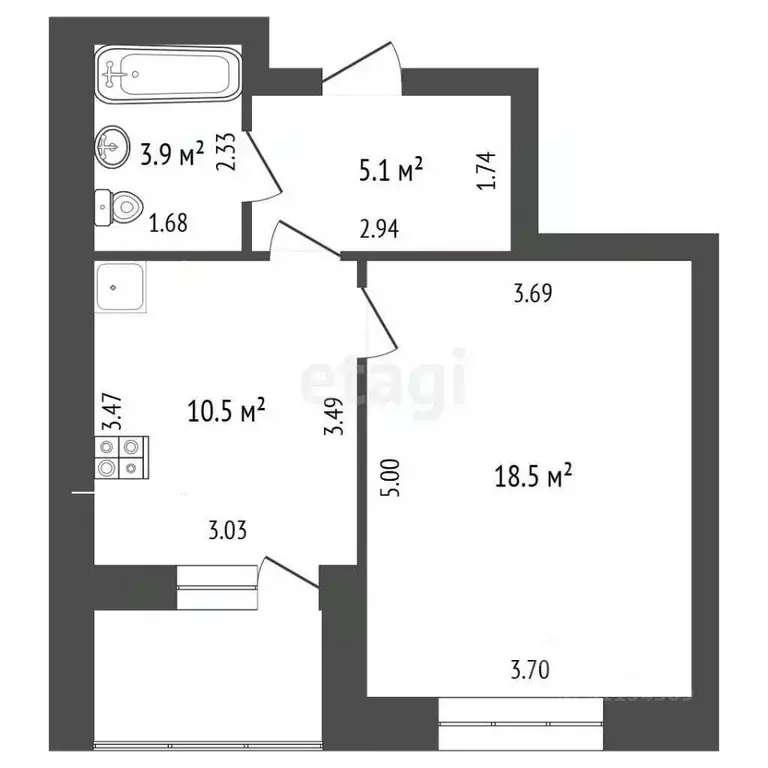 1-к кв. Мордовия, Саранск ш. Северо-Восточное, 41 (38.0 м) - Фото 2