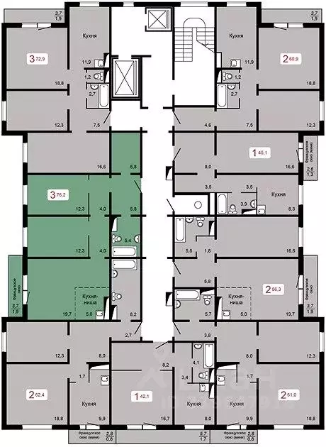 3-к кв. Красноярский край, Красноярск ул. Кутузова, 2 ст5 (76.2 м) - Фото 1