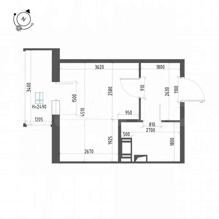 Квартира-студия, 24,7 м, 11/12 эт. - Фото 1