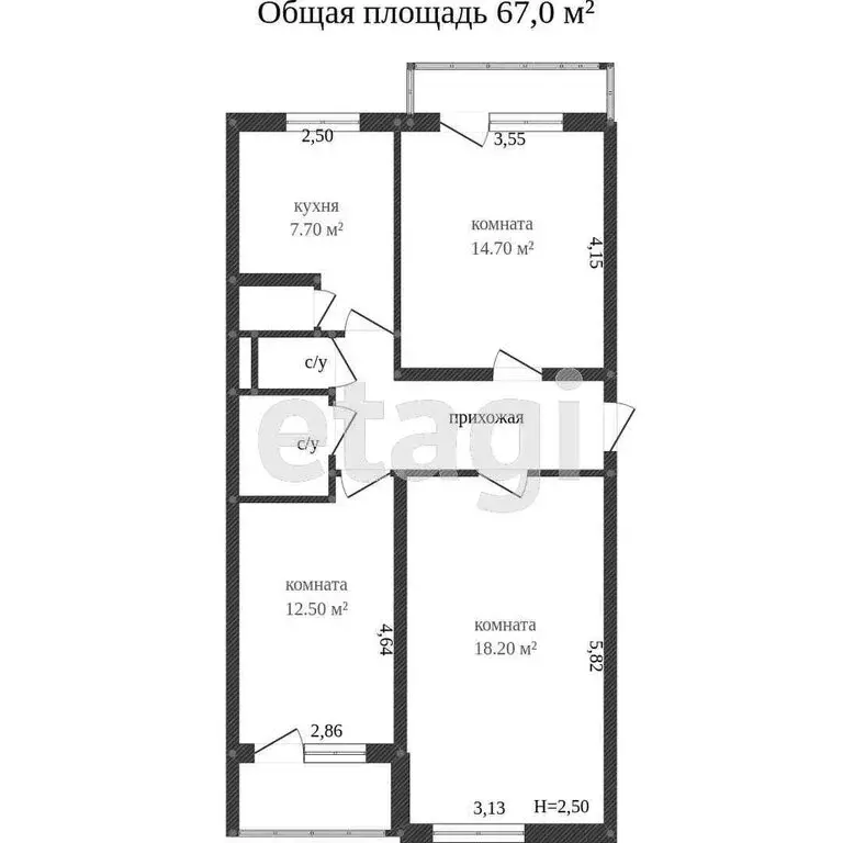 3-комнатная квартира: Вологда, Ярославская улица, 29А (65.1 м) - Фото 1
