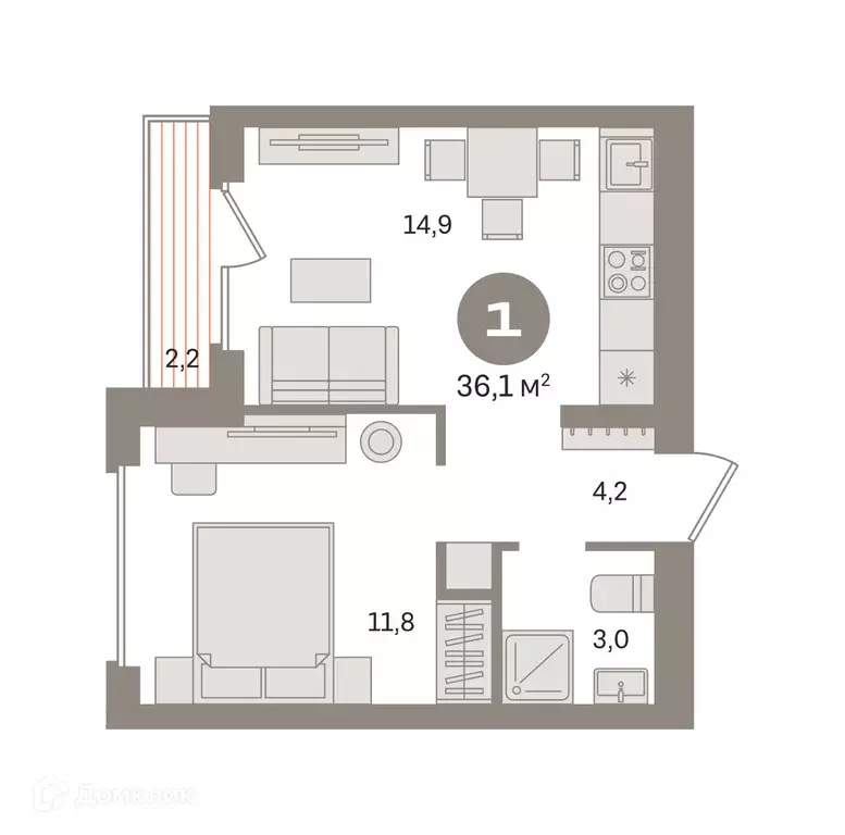 Продаётся 1-к квартира, 36.09 м - Фото 0