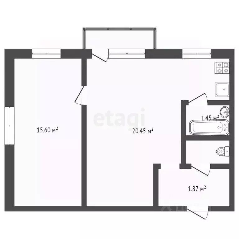 2-к кв. Тюменская область, Тюмень Профсоюзная ул., 5 (42.0 м) - Фото 1