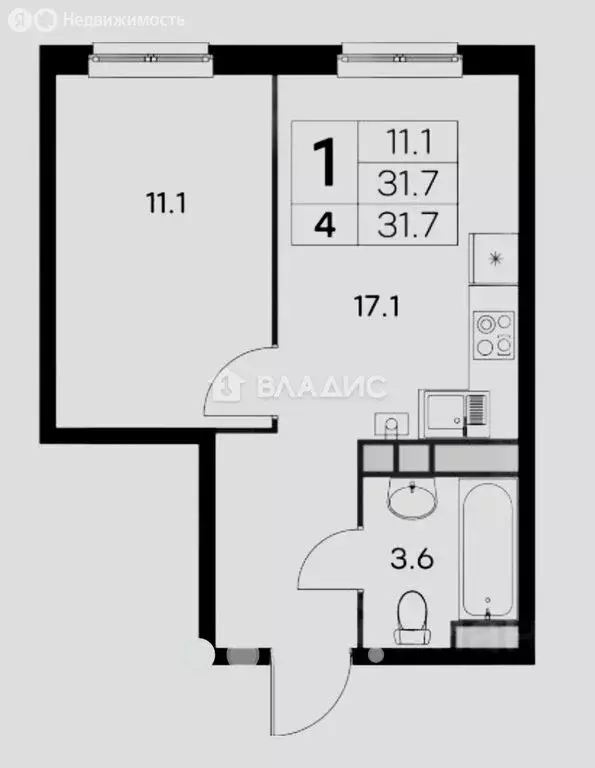 1-комнатная квартира: Культура, Изумрудная улица, 20 (31 м) - Фото 0
