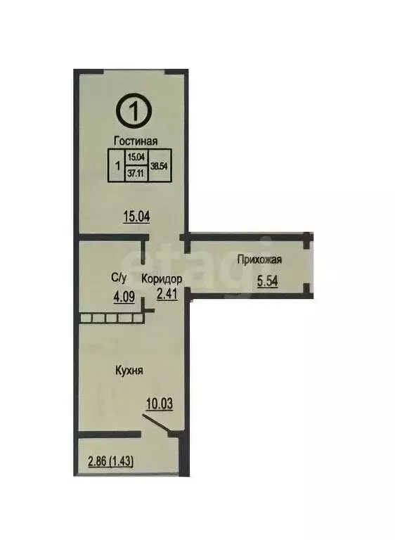 1-комнатная квартира: Оренбург, улица Рокоссовского, 29/1 (41 м) - Фото 1