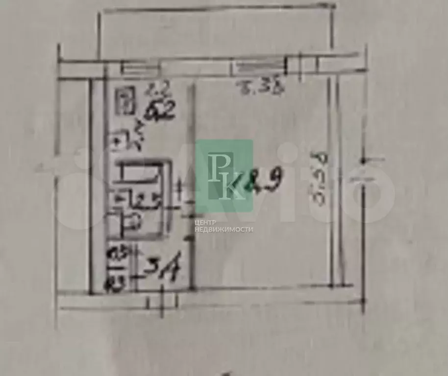 1-к. квартира, 33,5 м, 3/5 эт. - Фото 0