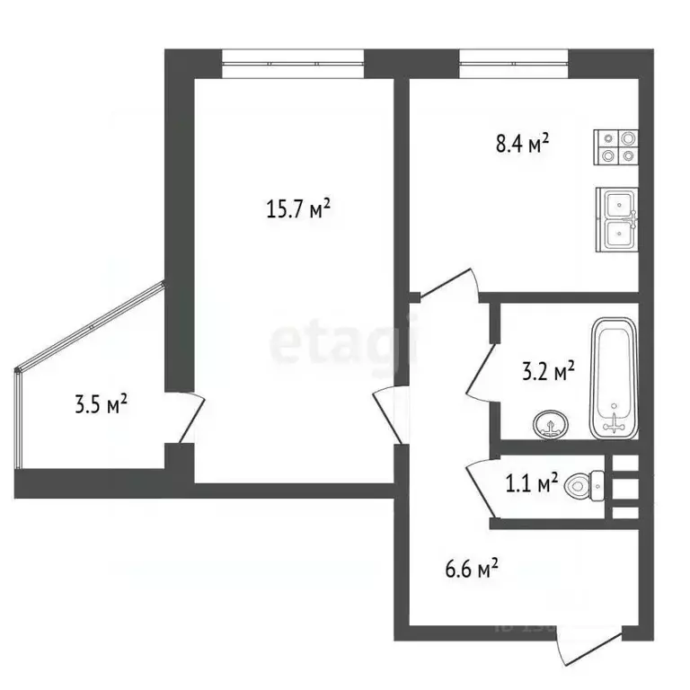 1-к кв. Ярославская область, Ярославль просп. Дзержинского, 38к2 (35.2 ... - Фото 2