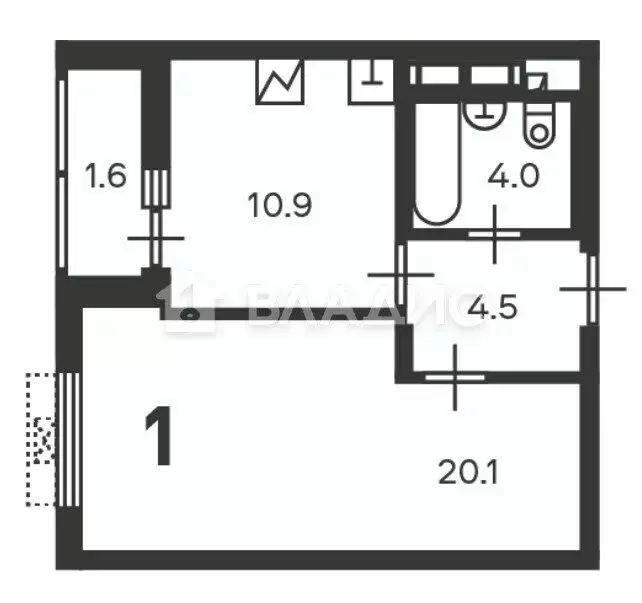 1-комнатная квартира: Москва, Кусковская улица, 12/1 (39.5 м) - Фото 1