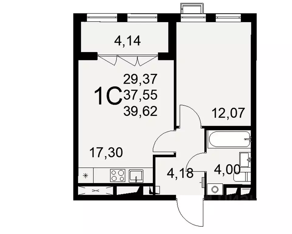 1-к кв. Тульская область, Тула ул. Коминтерна, 44 (39.62 м) - Фото 0