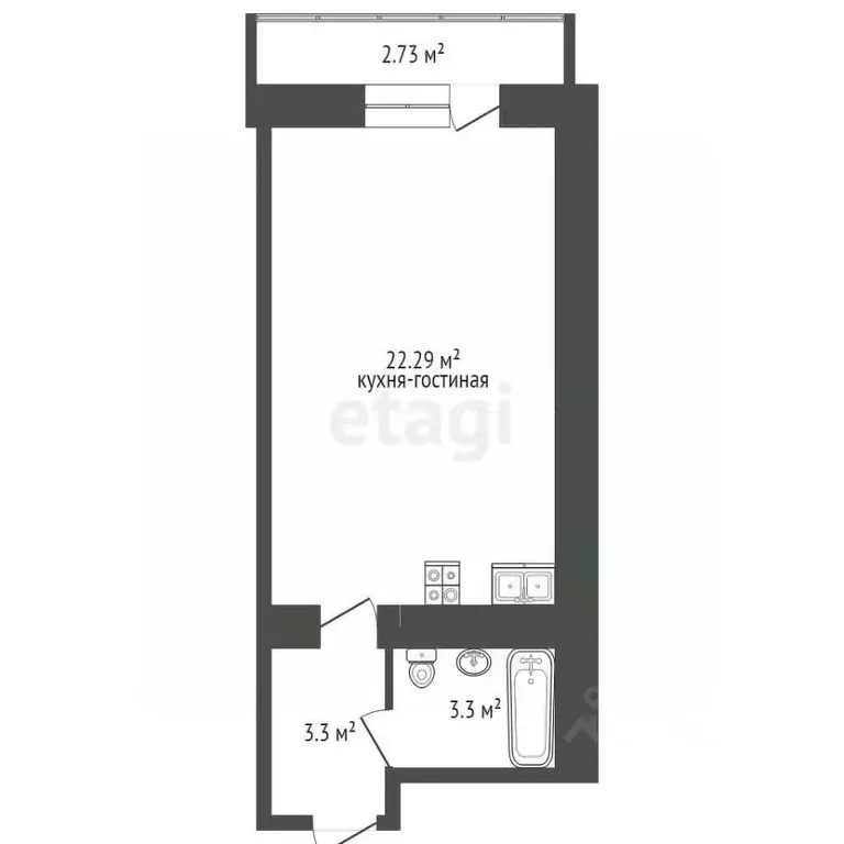 Студия Пензенская область, Пенза ул. Генерала Глазунова, 21 (29.6 м) - Фото 1