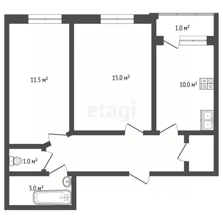 2-к кв. Москва д. Марьино, ул. Жемчужная, 1к15 (52.1 м) - Фото 2