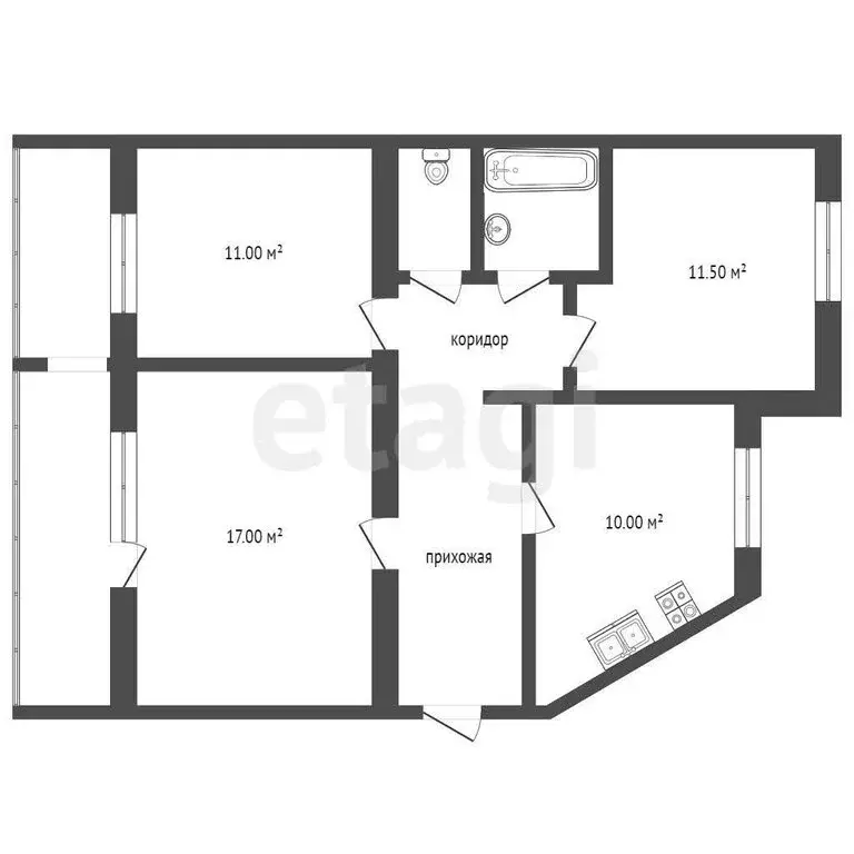 3-комнатная квартира: Тюмень, улица Московский Тракт, 137 (66.7 м) - Фото 1