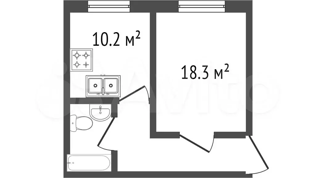 1-к. квартира, 41 м, 2/5 эт. - Фото 0