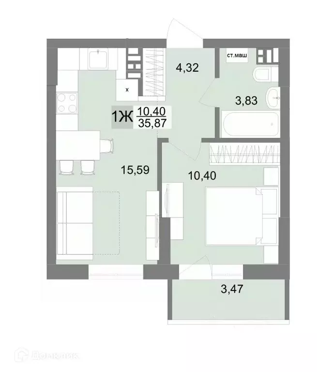 Продаётся 1-к квартира, 35.4 м - Фото 0
