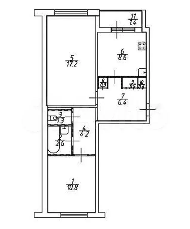 2-к. квартира, 52,7 м, 5/5 эт. - Фото 0