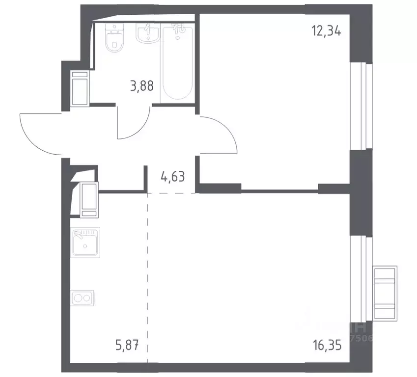 1-к кв. Московская область, Ленинский городской округ, Мисайлово пгт, ... - Фото 1