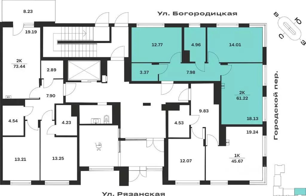 2-к кв. Тульская область, Тула ул. Богородицкая, 8В (61.22 м) - Фото 1