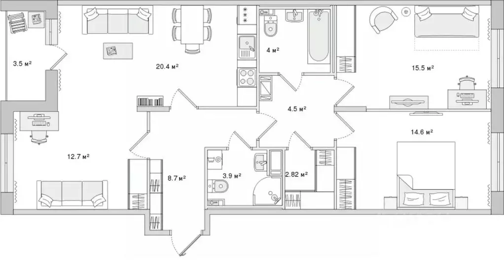 3-к кв. Санкт-Петербург Белоостровская ул., 10к2 (90.13 м) - Фото 0