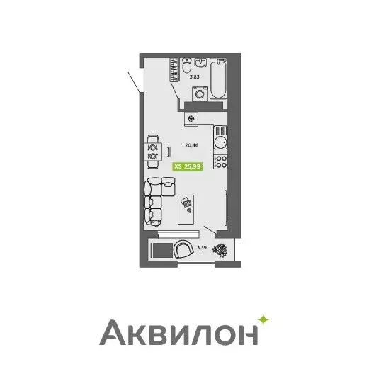 Квартира-студия: Архангельск, Ломоносовский округ (25.99 м) - Фото 0