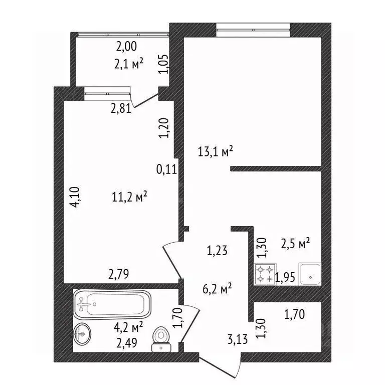 2-к кв. Башкортостан, Уфа ул. Уфимское Шоссе, 24 (38.7 м) - Фото 2
