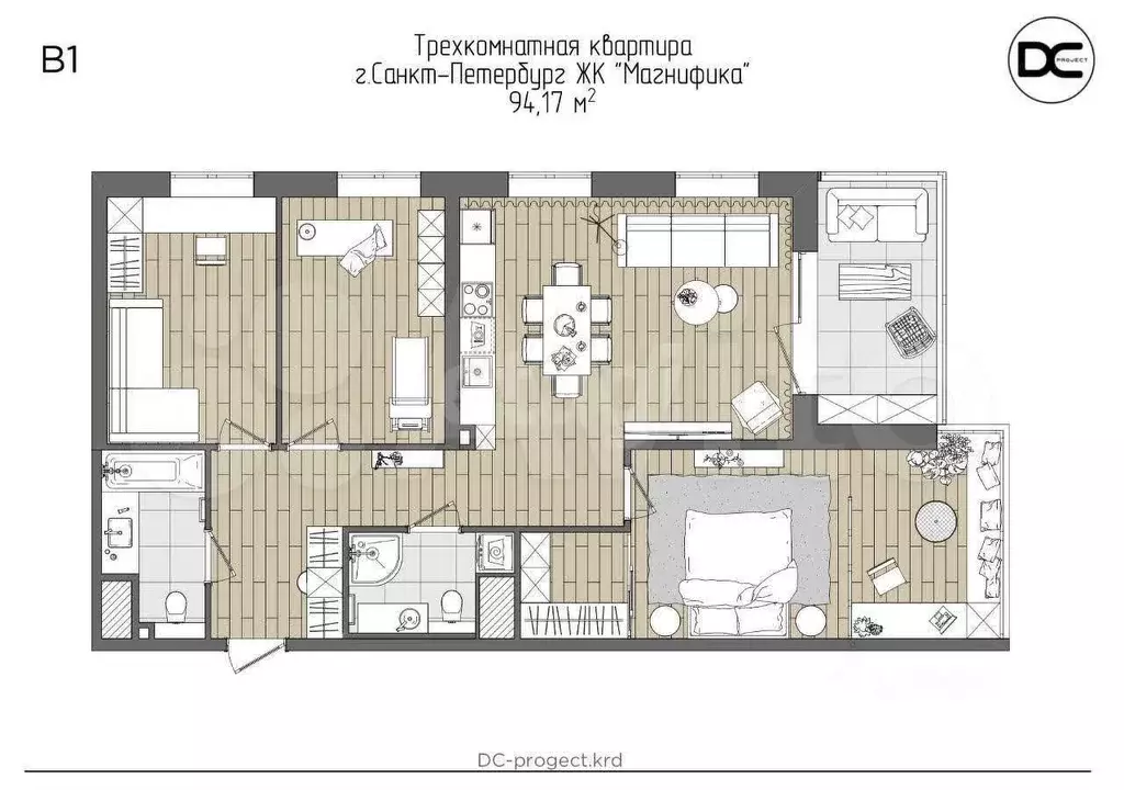 3-к. квартира, 92 м, 8/10 эт. - Фото 0