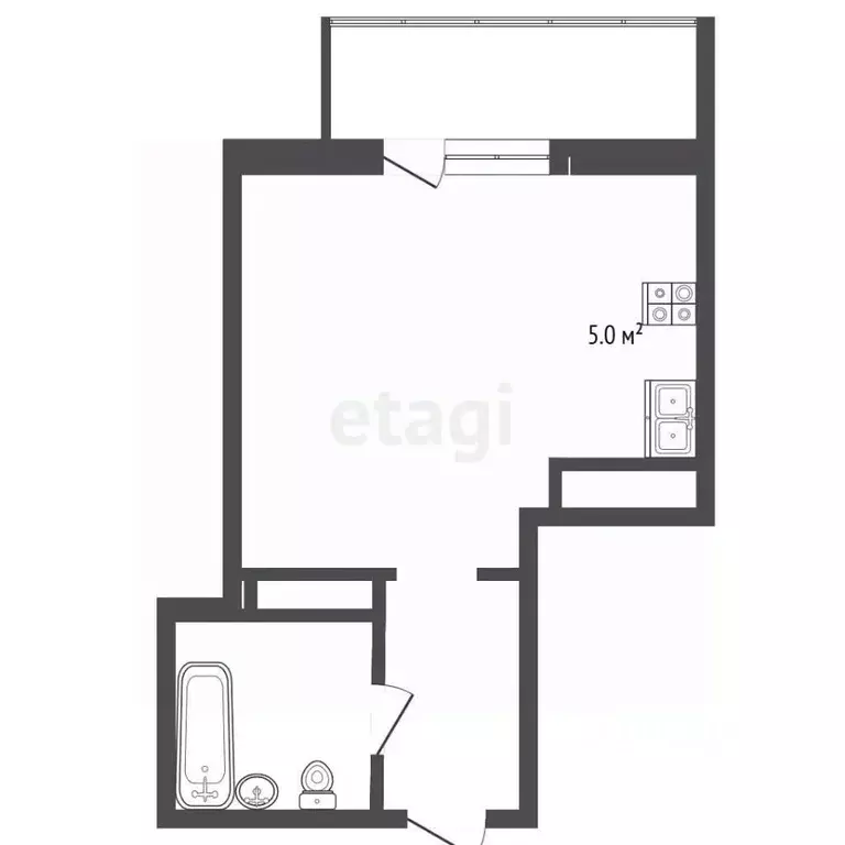 Студия Свердловская область, Екатеринбург ул. Викулова, 78 (24.5 м) - Фото 2