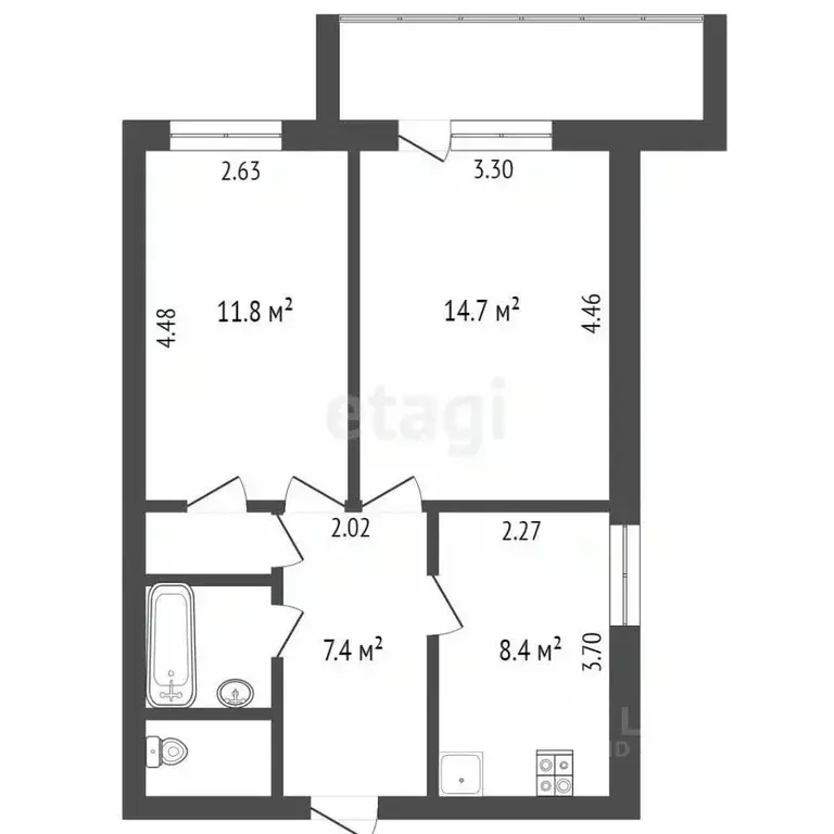 2-к кв. Коми, Сыктывкар ул. Морозова, 169 (49.9 м) - Фото 1