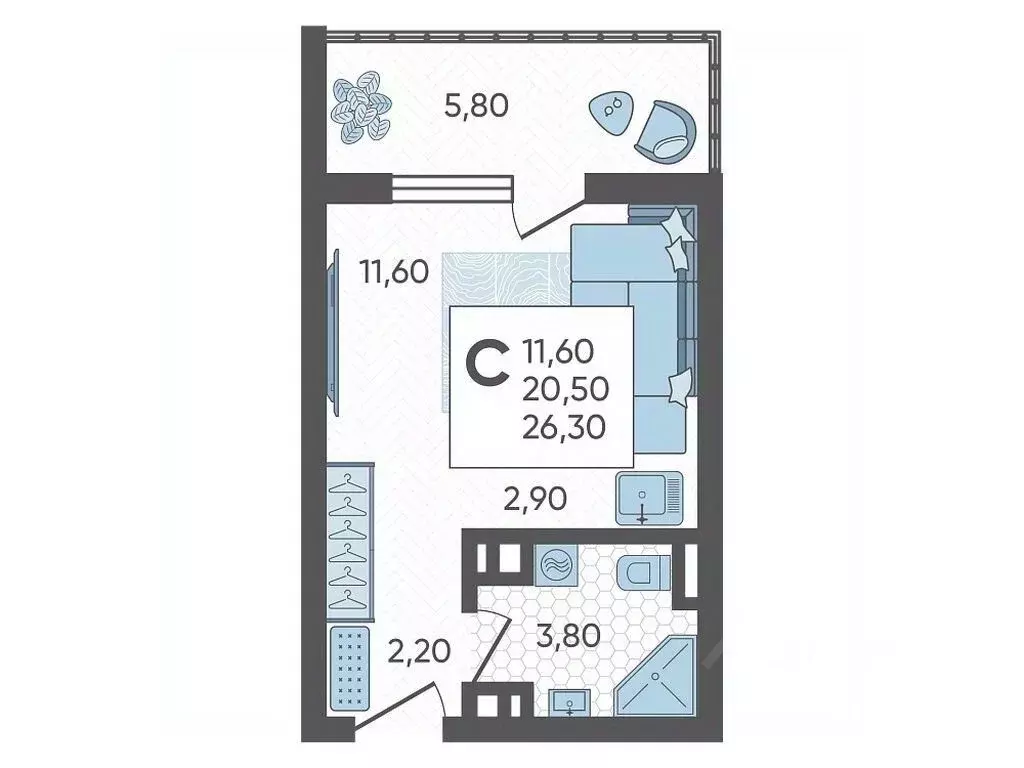 Студия Краснодарский край, Сочи городской округ Горный Квартал жилой ... - Фото 1