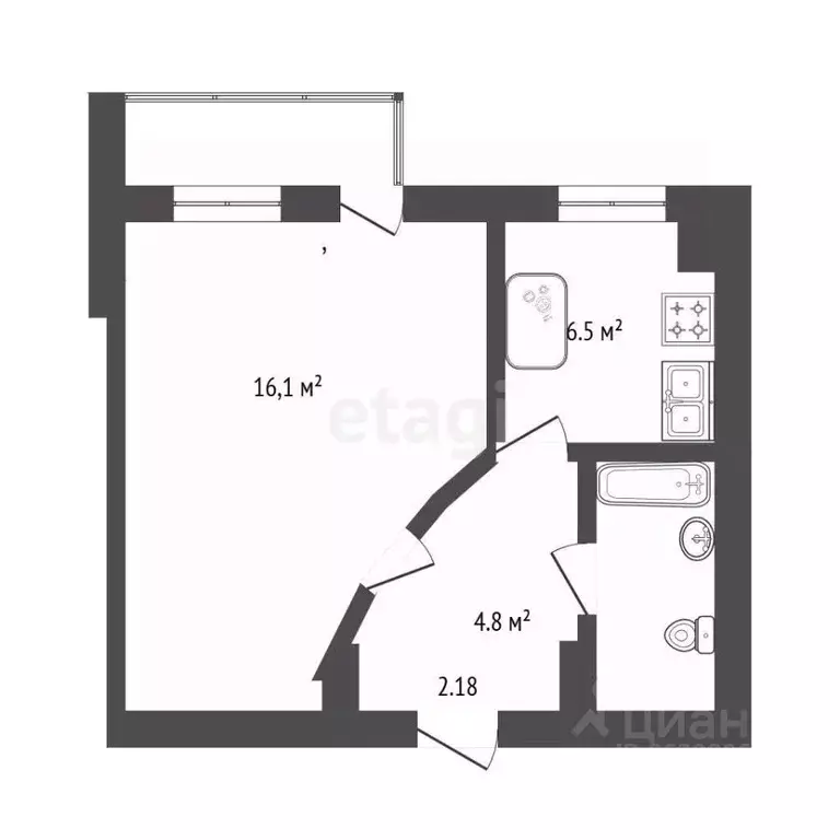 1-к кв. Крым, Саки ул. Санаторная (28.8 м) - Фото 2