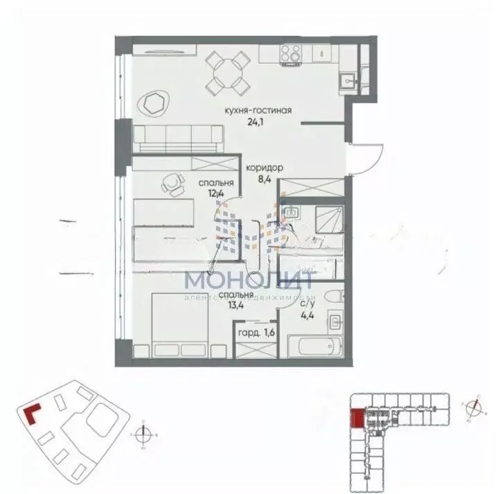 2-к кв. Москва ул. Нижние Мневники, 16к4 (70.0 м) - Фото 2