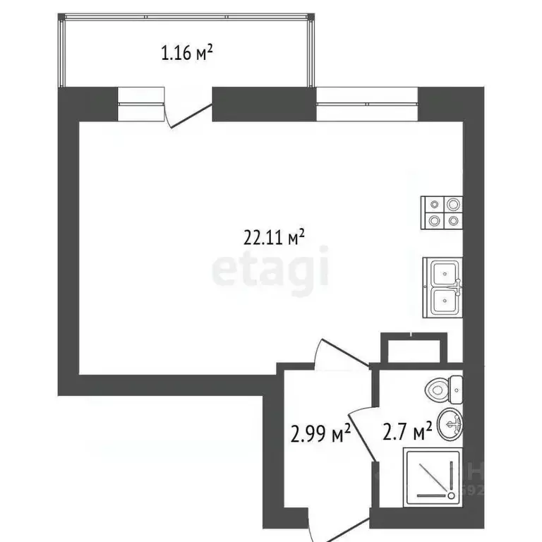 Студия Ярославская область, Ярославль Тутаевское ш., 109 (27.13 м) - Фото 2