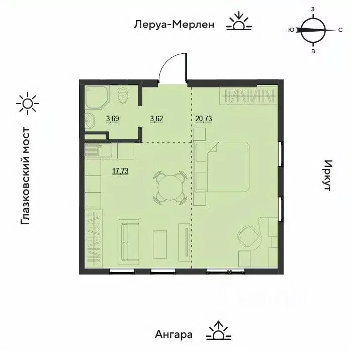 2-к кв. Иркутская область, Иркутск Затон кв-л, ул. Набережная Иркута, ... - Фото 0