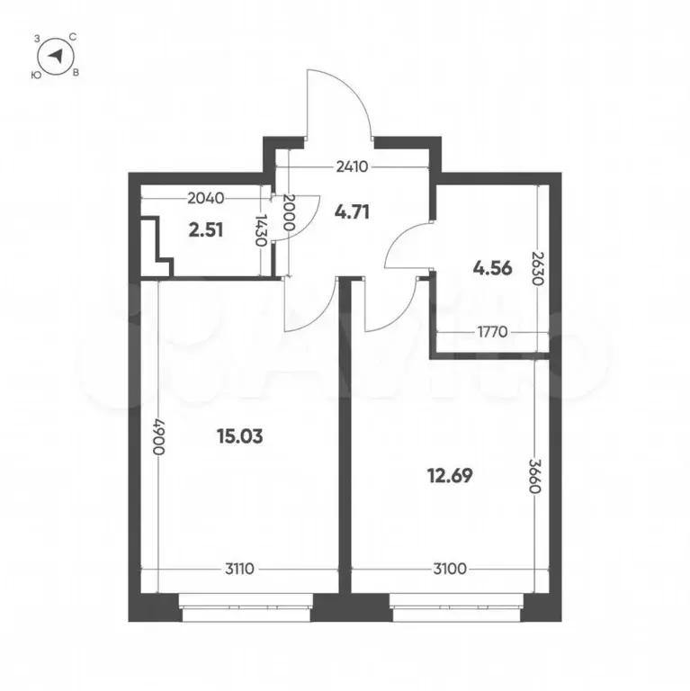 1-к. квартира, 39,5 м, 5/10 эт. - Фото 1