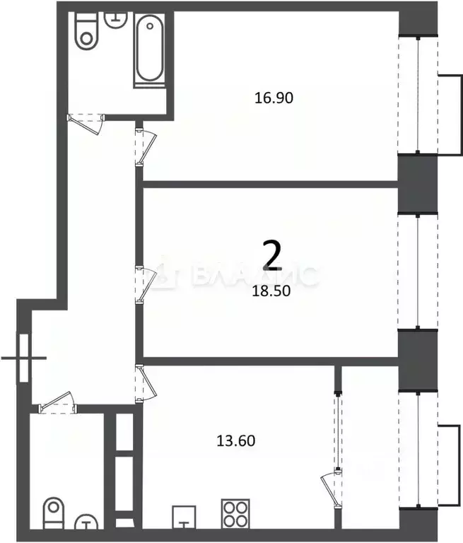 2-к кв. Москва Клинская ул., 2А (66.6 м) - Фото 1