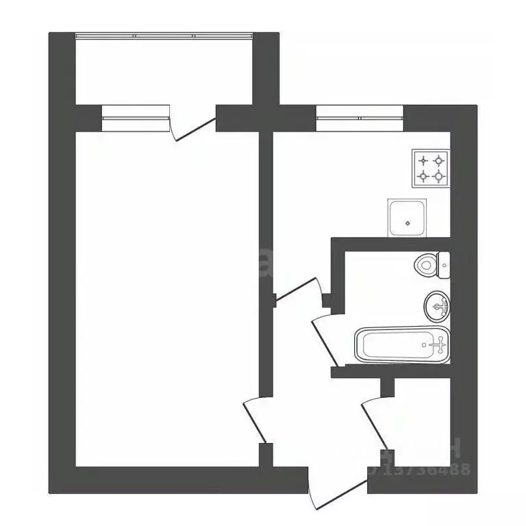 1-к кв. Амурская область, Благовещенск Нагорная ул., 2/2 (42.1 м) - Фото 2