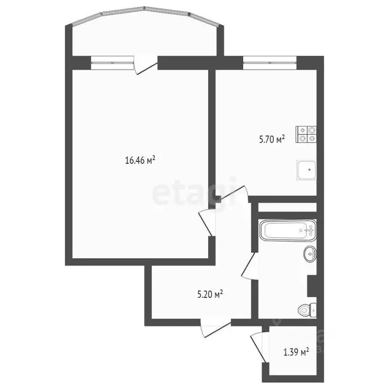 Студия Тюменская область, Тюмень ул. Алматинская, 6 (29.0 м) - Фото 1